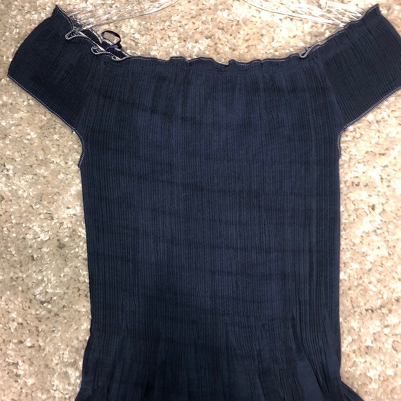 MAX STUDIO Maxi blue dress with white details - Picture 4 of 5